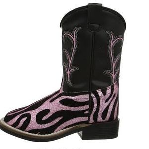 Old West pink & black girl’s boots toddler sz 8